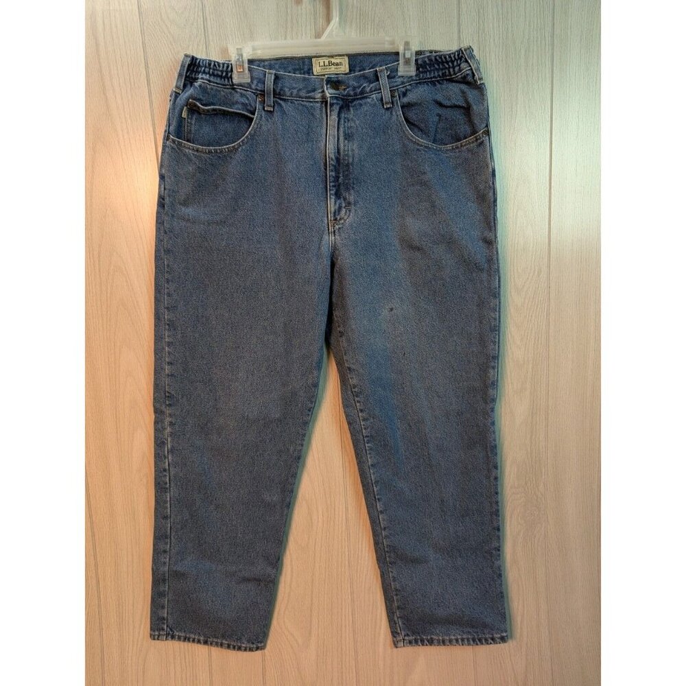 VTG LL Bean Jeans Mens 38x30 Blue Denim Flannel Lined Comfort Waist 90s Y2K